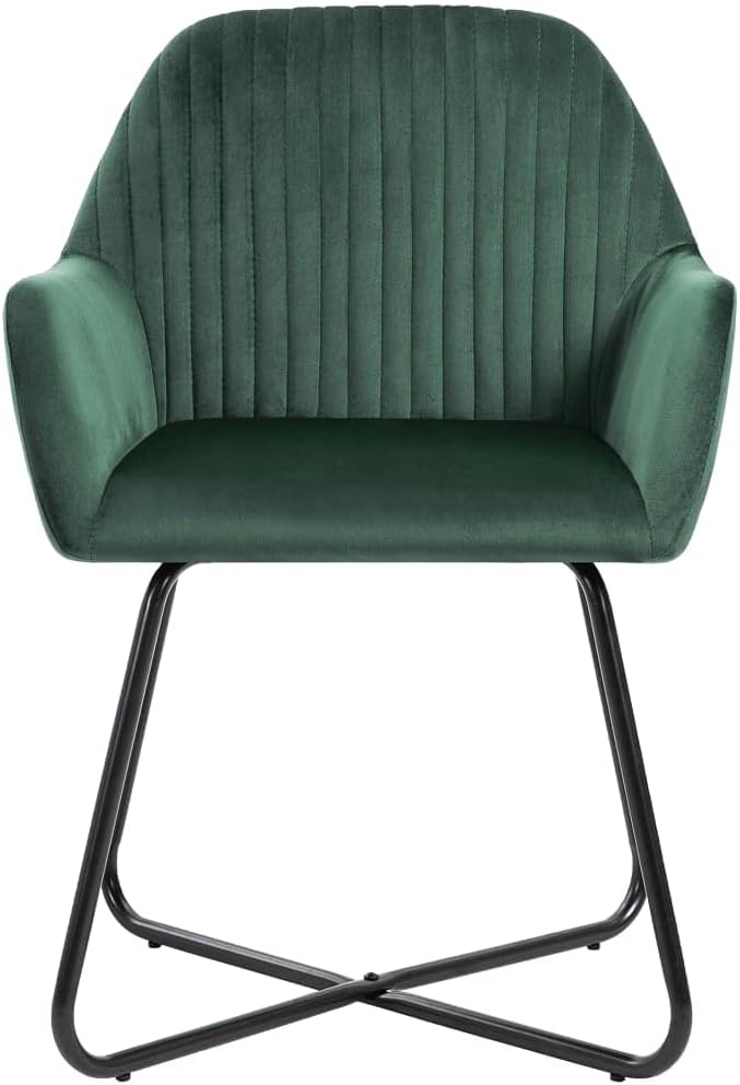 Green Velvet Dining Chairs Set of 2 with Powder Coated Steel Frame Modern Accent Chairs for Kitchen Living Room and Dining Room