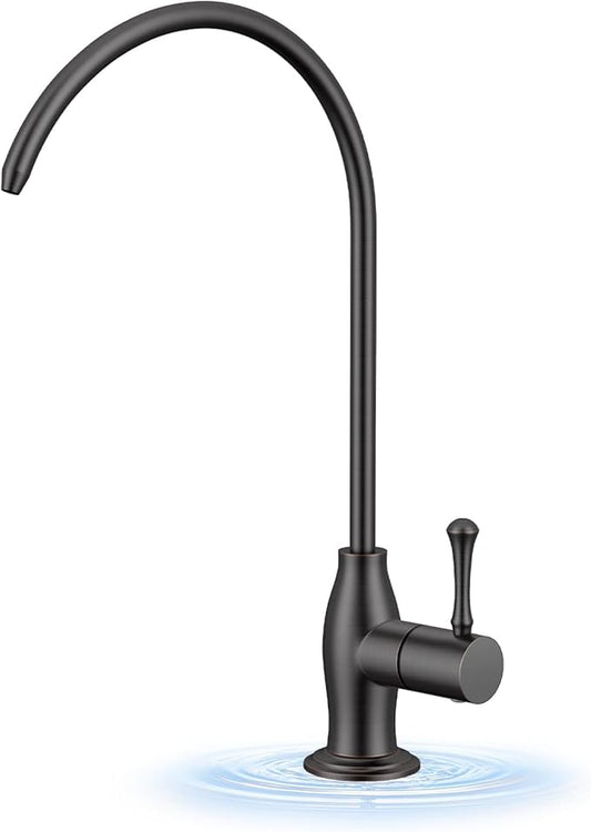 WEWE Vintage Drinking Water Faucet, Lead-Free Stainless Steel Kitchen Water Filter Faucet for Reverse Osmosis System, Non-Air Gap RO Beverage Faucet, Oil Rubbed Bronze
