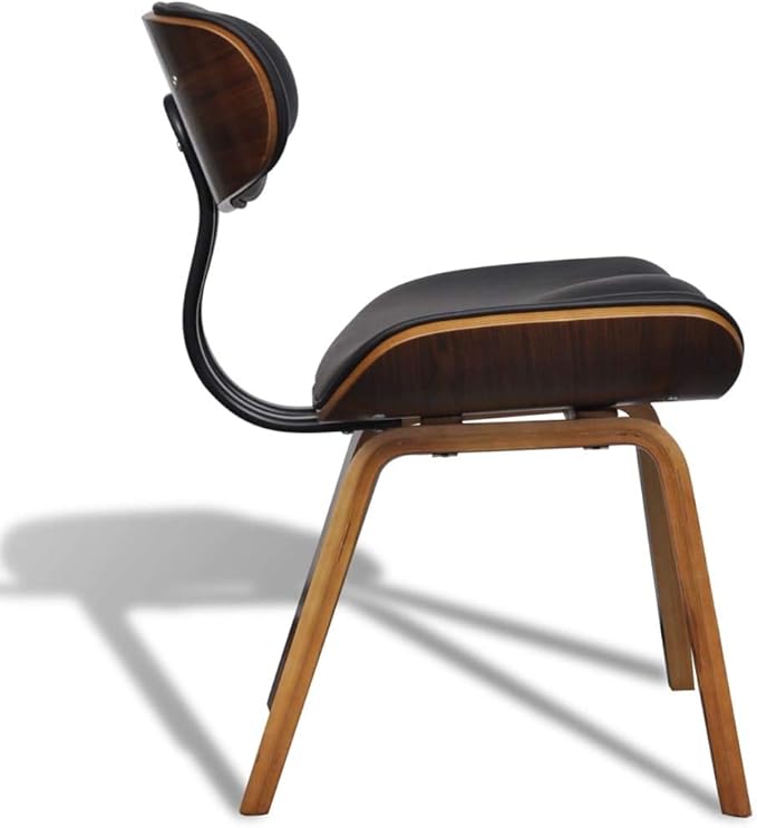 2-Piece Dining Chairs Set Bent Wood Frame Faux Leather Upholstery Black Brown Modern Farmhouse Accent Chairs for Kitchen Dining Room Living Room
