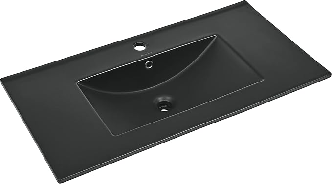 36" Ceramic Vanity Top with Single Faucet Hole in Matte Black