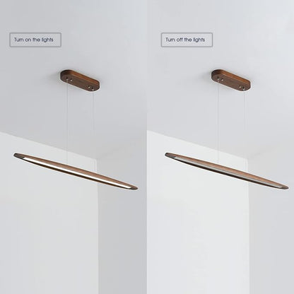 YISDESIGN 71" Wood Linear Pendant Light Wood Linear Dinning Room Light Island Lights LED Dimmable Chandelier 40w for Dining Room Billiard & Pool Table Walnut Color
