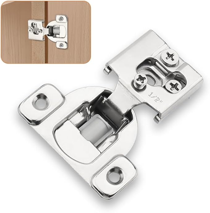Probrico 20 Pair -40 Pcs 1/2 Inch Overlay Cabinet Hinges, Stainless Steel Soft Close Face Frame Hinges for Kitchen, Concealed Self-Closing Door Hinges