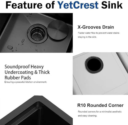 32 Inch Black Sink Undermount Double Bowl, 16 Gauge 50/50 Double Bowl Stainless Steel Workstation Sink, 32"x19"x10" Large and Deep Kitchen Sink With Accessories