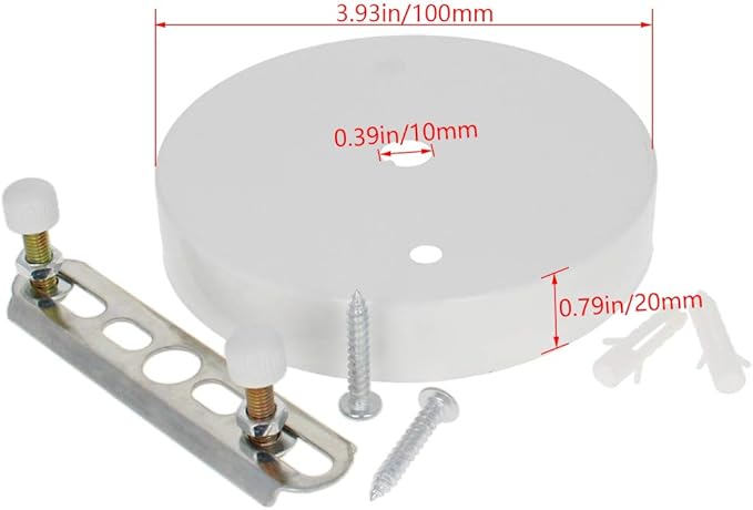 1Pcs Chandelier Canopy Kit, Bettomshin 10x2cm/3.94x0.79"(DxH) Iron Retro Ceiling Lighting Modern Canopy Kit Light Fixture Cover Plate with Hardware for Pendant Lighting Fixtures (White)