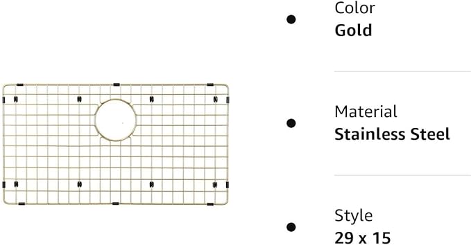 Starstar Sinks Protector Matte Gold 304 Stainless Steel Kitchen Sink Bottom Grid, Rack (29 x 15)
