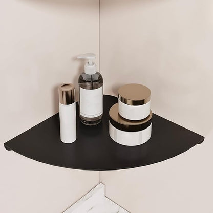 Small Floating Corner Shelves Metal Corner Wall Mounted Shelf Curved Corner Hanging Shelving for Bathroom, Kitchen, Living Room, Office, Bedroom & Dorm (Black 1 pcs)