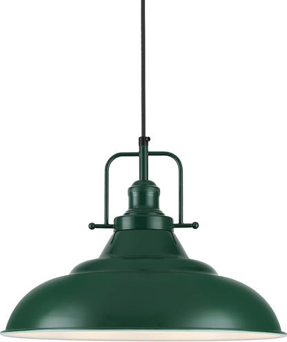 Green Pendant Light Kitchen Island, 16 Inch Large Pendant Lights, Industrial Pendant Lights, Vintage Farmhouse Pendant Light for Kitchen Island, Dining Room, Hallway (1 Pack)