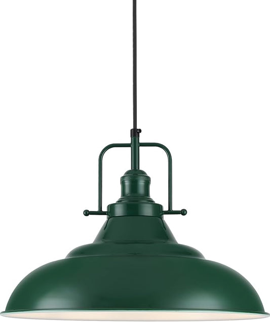 Green Pendant Light Kitchen Island, 16 Inch Large Pendant Lights, Industrial Pendant Lights, Vintage Farmhouse Pendant Light for Kitchen Island, Dining Room, Hallway (1 Pack)