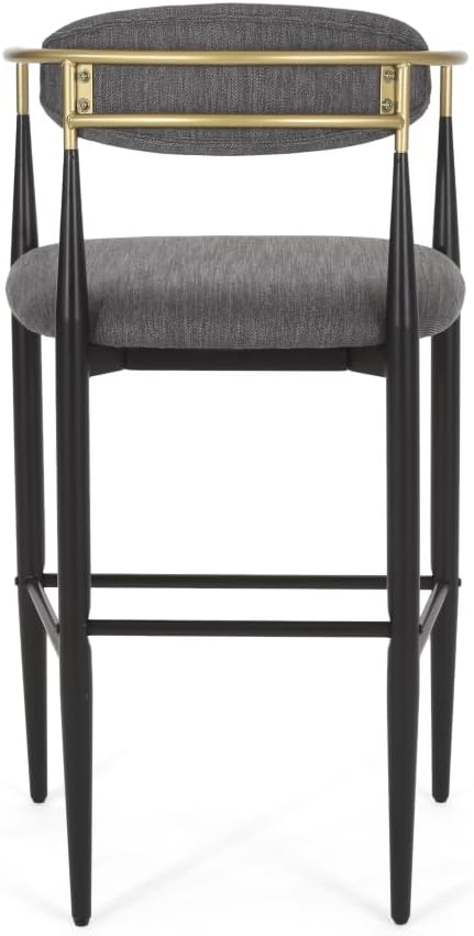 Padded Bar Stool Set with Backrest (2-Piece) — 29.75-inch seat Height fits Kitchen Islands 40.5 inches and Above, Supports up to 260 lbs. (Charcoal,Fabric)
