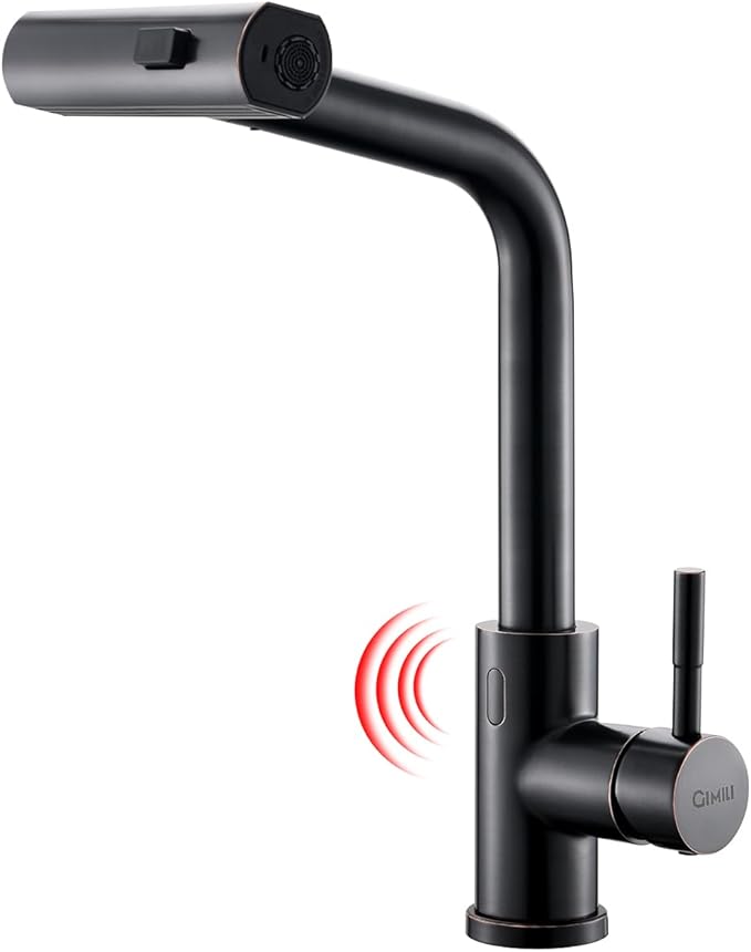 GIMILI Oil Rubbed Bronze Touchless Kitchen Faucet with Pull Down Sprayer, 15” Hight Single Hole Handle Kitchen Sink Faucets
