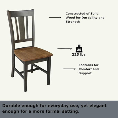 International Concepts San Remo Splatback Dining Chair, Height, Hickory/Washed Coal