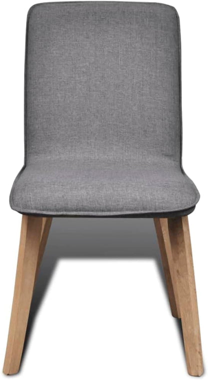 Modern Farmhouse Dining Chairs 2-Pack Dark Gray Fabric with Solid Oak Wood Legs Sturdy Comfortable Seating for Kitchen Dining Room Living Room Furniture