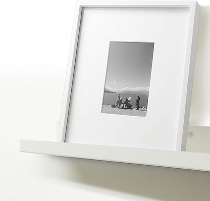 Mitus Floating Display Shelf - Wall Mounted - Modern Industrial Metal Channel Ledge White, 24 inch