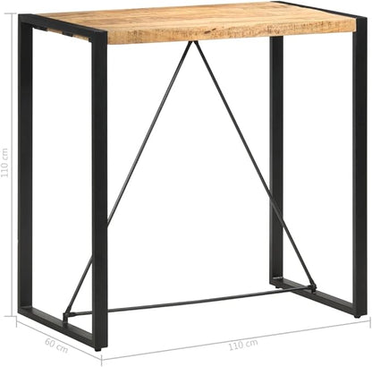 Natural Mango Wood Bar Table, Rectangular Dining Table for Kitchen Island Spaces, Solid Wood Furniture for Indoor Room