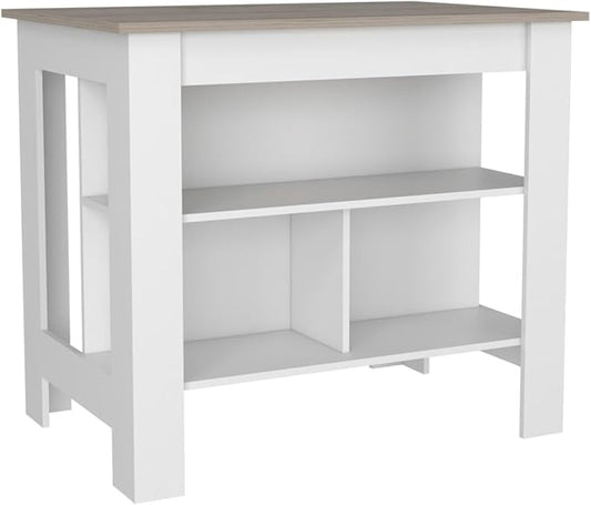 Modern Dining Table Kitchen Island Adjustable Sturdy Stable Shelves Expandable Counter Console Luxury Easy Clean Living Room Decor,White