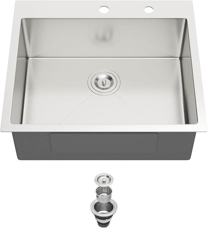 25 Inch Drop In Kitchen Sink - Lepuday 25×22x9 inch Kitchen Sink Drop In Stainless Steel Topmount Sinks 16 Gauge Single Bowl Top mount Sinks