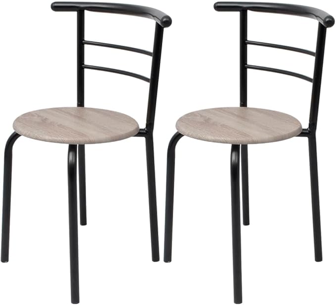 Modern Breakfast Bar Table Set with 2 Stools, Space Saving Kitchen Dining Table Set with Iron Frame & MDF Top, Black Bistro Set for Small Spaces, Apartments, Cafes