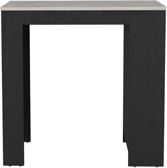 Modern Dining Table Kitchen Island Counter Height Table Top with 3-Side Shelf Adjustable Sturdy Stable Easy Clean Luxury Console Living Room Decor,Black