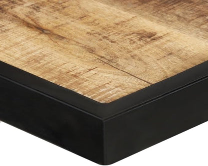 Solid Natural Mango Wood Dining Table, 63x31.5 Inch Rectangular Kitchen Table for 6, Rustic Industrial Design with Black Metal Frame, Modern Dining Room