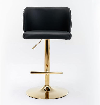 Swivel Bar stools Adjusatble Seat Height, PU Upholstered Bar Stools with The Whole Back Tufted, for Home Pub and Kitchen Island（Black, Set of 2） JM694