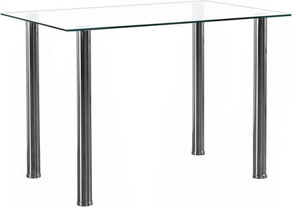 FCH Tempered Glass Dining Table for 4, Small Rectangular Kitchen Table, Modern Furniture,for Apartment & Small Places & Home & Dining Kitchen, 43", Sturdy Clear Glass