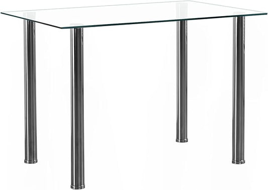 FCH Tempered Glass Dining Table for 4, Small Rectangular Kitchen Table, Modern Furniture,for Apartment & Small Places & Home & Dining Kitchen, 43", Sturdy Clear Glass