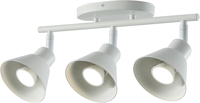 Modern 3-Light Track Lighting Fixture, Matte White Metal Ceiling Spotlight with Flexible Rotatable Heads, GU10 Base Directional Track Light for Kitchen, Hallway, Living Room & Gallery