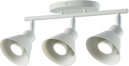 Modern 3-Light Track Lighting Fixture, Matte White Metal Ceiling Spotlight with Flexible Rotatable Heads, GU10 Base Directional Track Light for Kitchen, Hallway, Living Room & Gallery