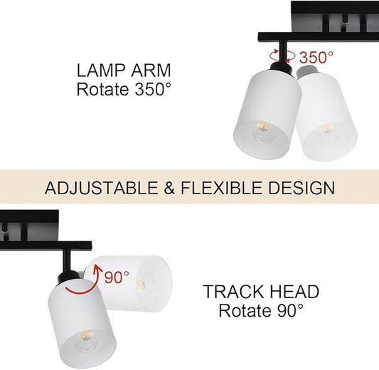TODOLUZ 3-Lights Track Lighting Kit, Black Directional Ceiling Light Fixtures with Opal White Glass, Wall Mounted Spotlight for Kitchen Hallway