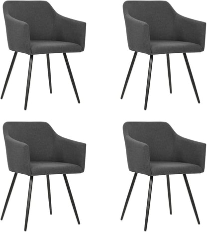 4 Pack Dark Gray Fabric Dining Chairs with Metal Frame Modern Farmhouse Kitchen Chairs for Dining Room Furniture Ergonomic Design Armrests Assembly Required
