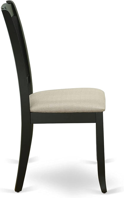 East West Furniture DAC-BLK-C Danbury Kitchen Dining Chairs - Linen Fabric Upholstered Wooden Chairs, Set of 2, Black