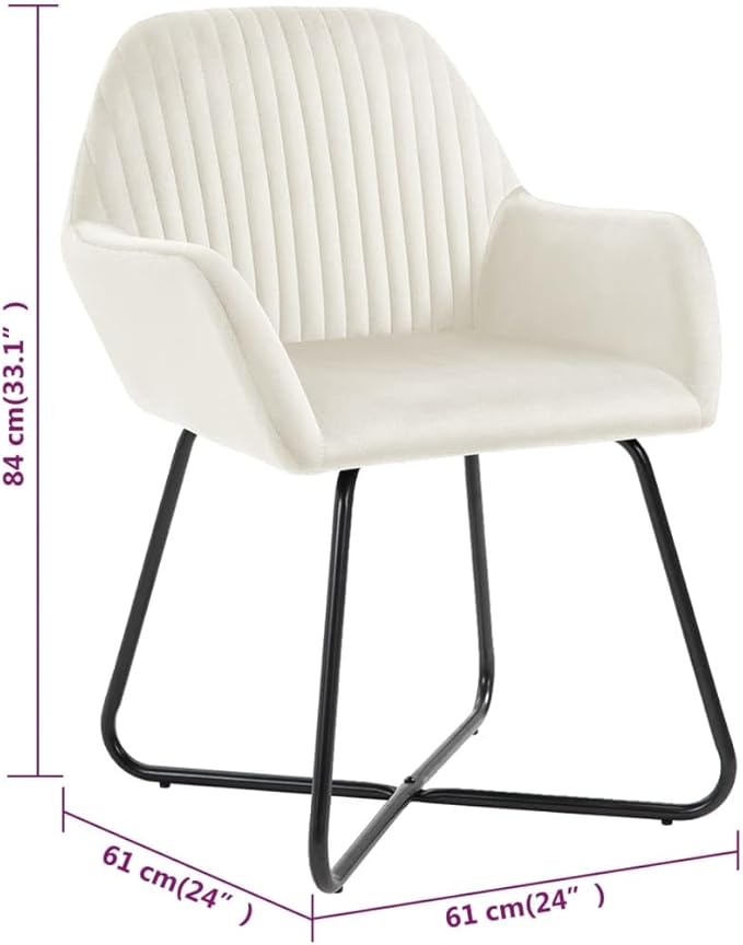 Cream Velvet Dining Chairs Set of 4 Ergonomic Modern Design with Powder Coated Steel Frame for Dining Room Kitchen and Living Room