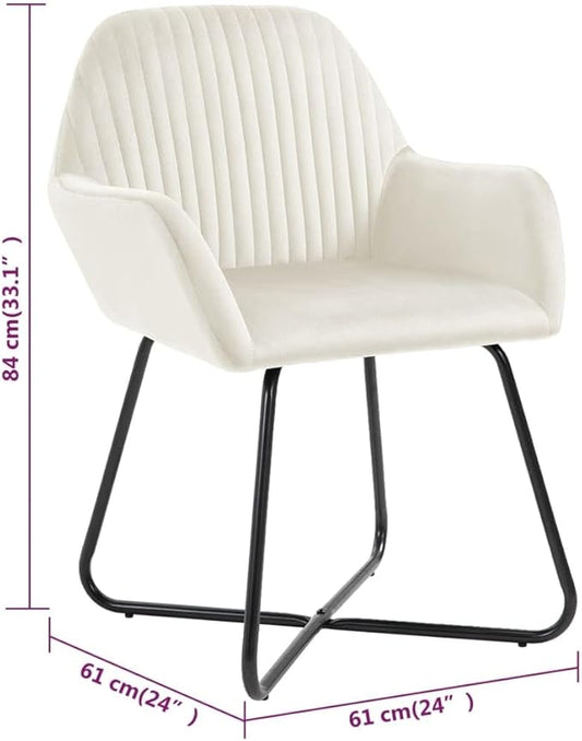 Cream Velvet Dining Chairs Set of 4 Ergonomic Modern Design with Powder Coated Steel Frame for Dining Room Kitchen and Living Room