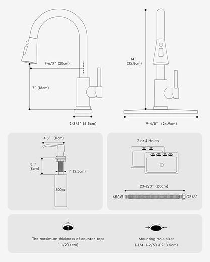 Touchless Matte Black Kitchen Sink Faucet with Pull Down Sprayer, Motion Sensor Touch on Faucets for Kitchen Sink, 360° Swivel Spout