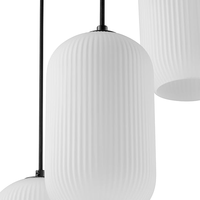 Globe Electric 3-Light Pendant Light, White Glass Shades, Cascade Design, Transitional Dining Room, Living Room, or Bedroom Pendant Lighting