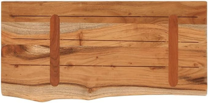 Solid Acacia Wood Live Edge Shelf Wall Mounted for Decorative Items with Shelf Supporting 165 lbs, Rustic Wall for Living Room, Brown Acacia Wood 23.6 x 11.8 x 1.5 Inches