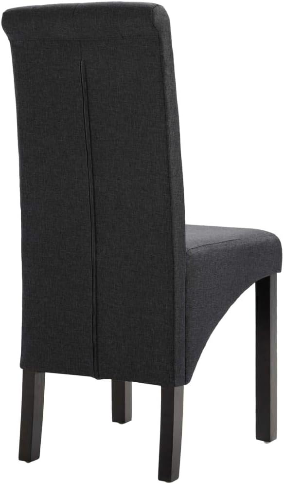 Dark Gray Dining Chairs Set of 4 Rubber Wood Frame Comfortable Modern Accent Seat 16.1" Deep 18.5" Leg Height for Dining Room Kitchen Living Room Use