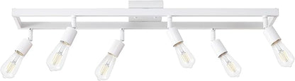 Globe Electric 64000095 36" 6-Light Track Lighting, Matte White, Pivot Sockets, Ceiling Lamp for Bedroom, Kitchen, Hallway, Bathroom, Den, Dining Room, Home Décor