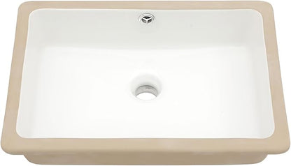 Mocoloo Undermount Bathroom Sink 18 x 12 Inch Rectangle Porcelain White Ceramic Bathroom Sink 6 Inch Deep Basin with Overflow Small Lavatory Vanity Top Under Mounted the Counter