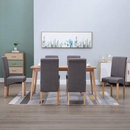 6 Taupe Fabric Dining Chairs Set Modern Farmhouse Style with Wood Frame Comfortable Seating for Kitchen Living Room and Dining Room
