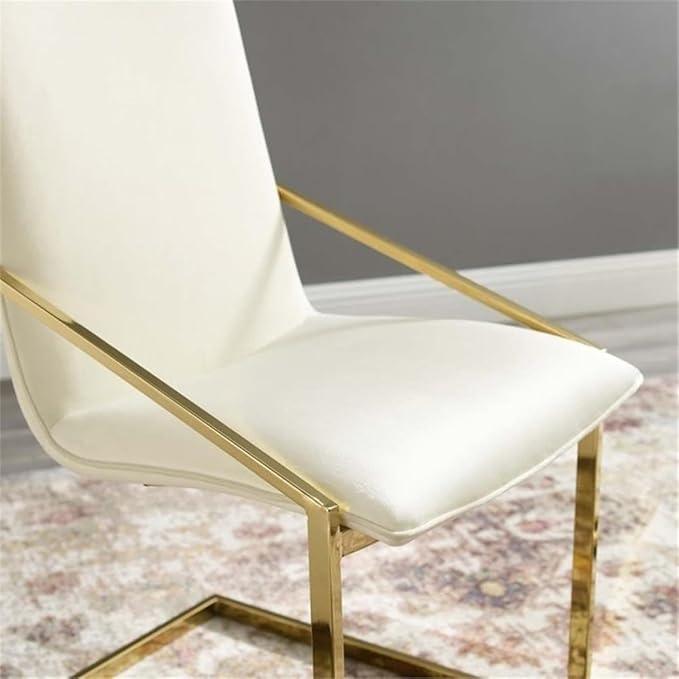 Modway Pitch Performance Velvet Dining Armchair, Gold Ivory