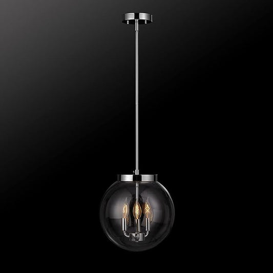 Globe Electric 60887 Sevda 3-Light Chandelier, Chrome, Clear Glass Shade, Bulb Not Included