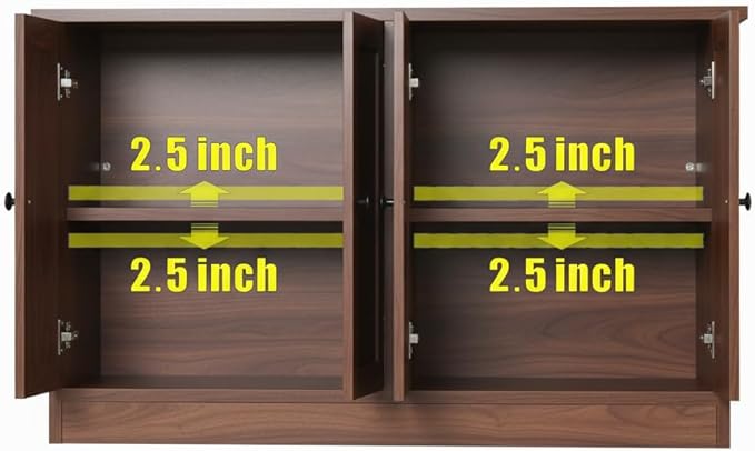 holzart Rustic Brown Buffet Cabinet with Storage, 49" Farmhouse Kitchen Sideboard with 4 Doors, Industrial Coffee Bar Cabinet & Console Table for Dining Room, Living Room