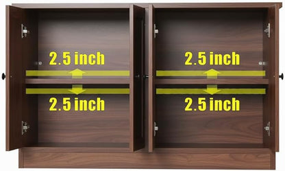 holzart Rustic Brown Buffet Cabinet with Storage, 49" Farmhouse Kitchen Sideboard with 4 Doors, Industrial Coffee Bar Cabinet & Console Table for Dining Room, Living Room