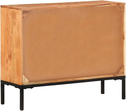 Rustic Acacia Wood Sideboard with Buffet Cabinet, 34" Wide Console Cabinet for Living Room, Dining Room, Entryway, 11.8 x 34 x 28.7 in Brown