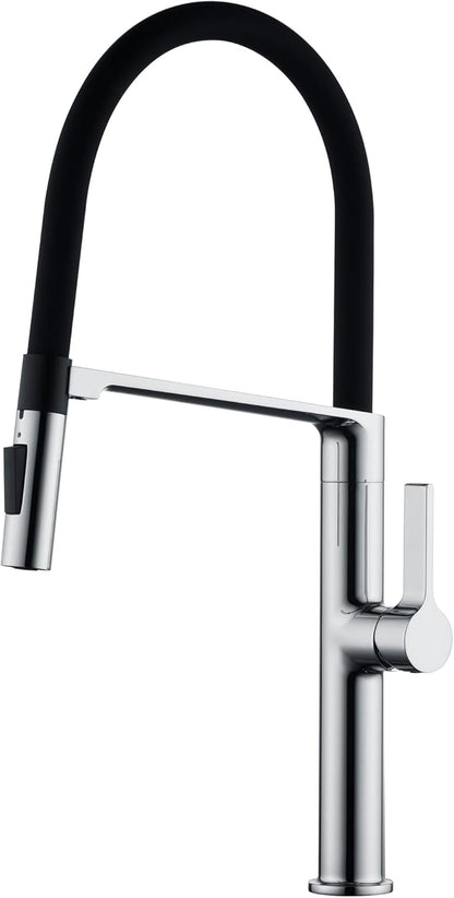 SUMERAIN Single Handle Pull-Down Kitchen Sink Faucet in Chrome Finish, Deck Mounted Lead-Free Kitchen Faucet with Dual Spray Mode