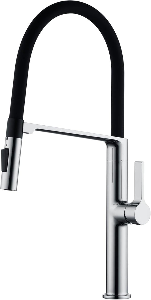 SUMERAIN Single Handle Pull-Down Kitchen Sink Faucet in Chrome Finish, Deck Mounted Lead-Free Kitchen Faucet with Dual Spray Mode