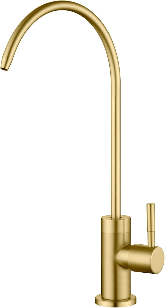 SUMERAIN NSF Certification 100% Lead-Free Kitchen Water Filter Faucet SUS304 Stainless Steel, Brushed Gold Drinking Water Faucet for Kitchen Sink