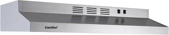 COMFEE' CVU30W2AST Range Hood 30 Inch Ducted Ductless Vent Hood Durable Stainless Steel Kitchen Hood for Under Cabinet with 2 Reusable Filter, 200 CFM, 2 Speed Exhaust Fan Silver