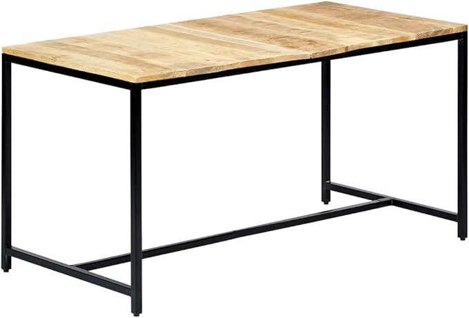 Industrial Solid Mango Wood Dining Table 55.1"x27.6"x29.5" Kitchen Table with Iron Legs Modern Narrow Wooden Furniture for Dining Room Kitchen Island